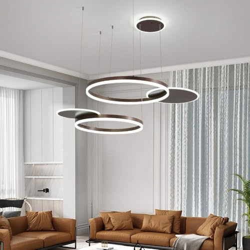 Suspension moderne à intensité variable et lustre LED dorés de chambre - 5