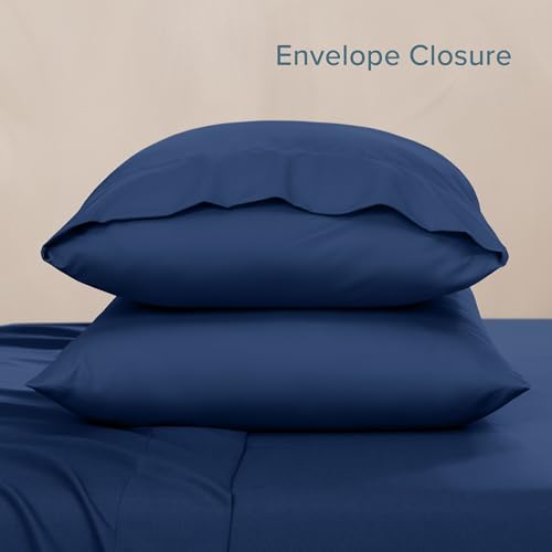 Image of Bare Home Microfiber Pillow Cases - Toddler Size Set of 2 Cooling Pillowcases Double Brushed Dark Blue Pack Easy Care (Toddler Pillowcase 2, Dark Blue)