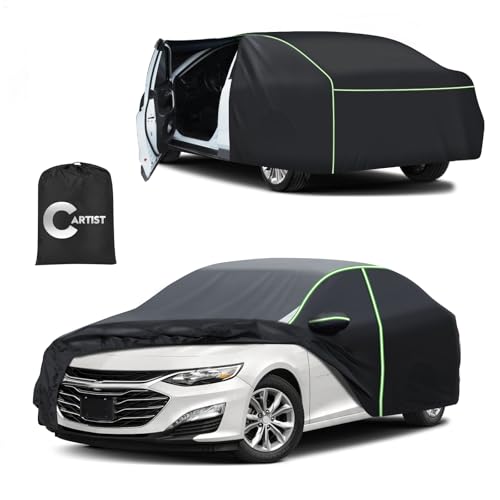 Image of Car Cover for Chevrolet /Chevy Malibu 1997-2025 2026 All Weather Car Covers for Malibu Accessories Outdoor Waterproof UV Protection with Zipper & Reflective Safety Strips
