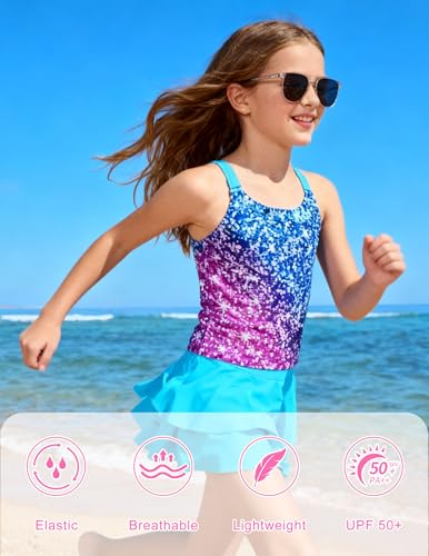Image of ALISISTER Girls Tankini Swimsuit Two Piece Bathing Suits Summer Beach Swimwear with Shorts for 7-12 Years