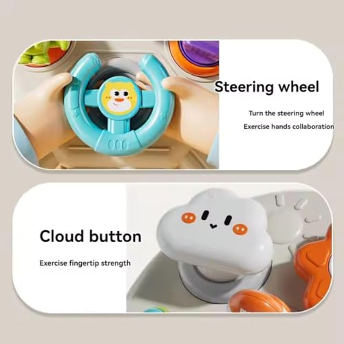 Image of 6-in-1 Space Rocket Baby Sensory Busy Cube for Toddlers - Montessori Educational Activity Center with Pull Strings, Gears & Clicker - Fine Motor Skills Travel Learning Toy for Infants