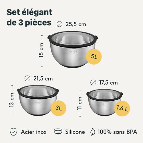 Lot 3 Saladiers Inox Hermétiques Empilables SILBERTHAL – Image 6