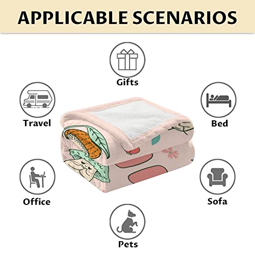 Mercuryelf Custom Mushroom Throw Blanket - Soft, Fuzzy & Warm - 40x50 Inches Flannel Blankets for Travel, Office - Pink Cute Throws Gift for Girls, Boys