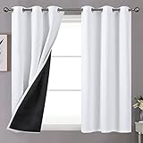 YoungsTex Short Blackout Curtains 45 Inch Length for Bedroom Window - Grommet Thermal Insulated Drapes with Light Blocker Shading Full Room Darkening Privacy, 2 Panels, 42 X 45 Inch, Pure White