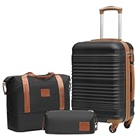 COOLIFE Koffer Set 3 Teilig: Luggage Set Groß 28‘’ + Reisetasche & Kulturtasche | ABS Hartschale, 360° Rollen & TSA-Schloss Für Europa, Kreuzfahrt & Auslandsstudium – Familienurlaub Essentials