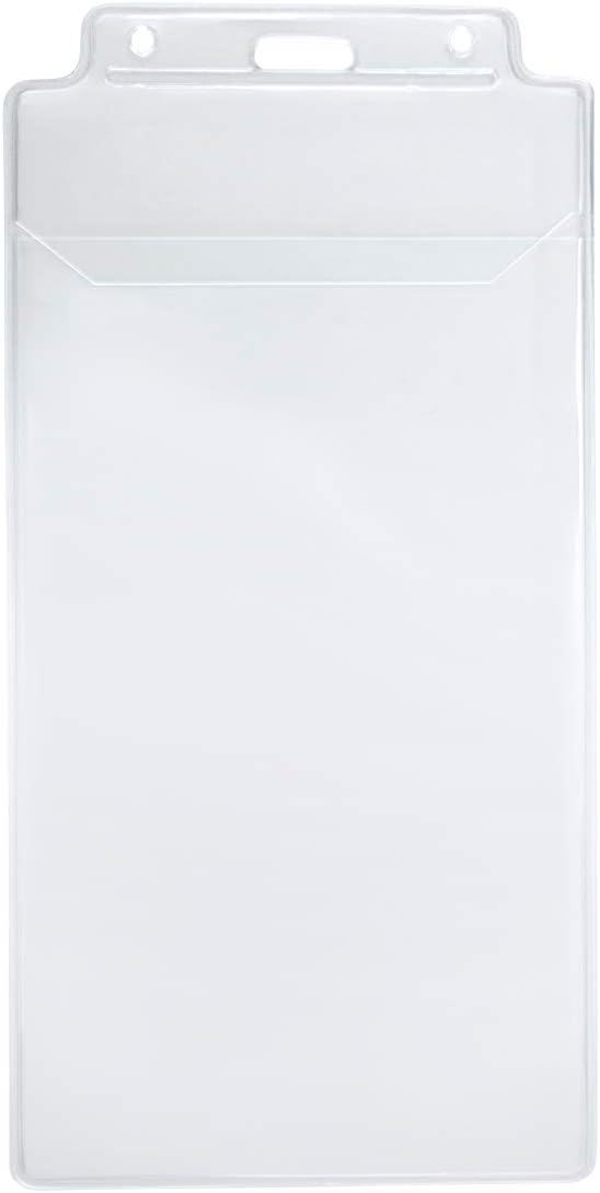 Bulk 100 Pack - Large Clear Plastic Ticket Holder with Tuck in Flap - Weatherproof Credential Holder 3 3/4 x 7 1/2 Inch for Sporting Events, Concerts, Press Pass and More by Specialist ID
