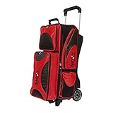 Bowlerstore Products Moxy Deluxe Bowlingtasche mit 3 Rollen, Rot / Schwarz