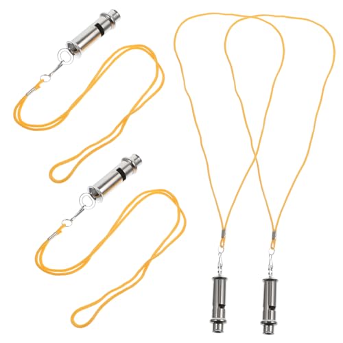 Happyyami 4Pcs Loud Whistles with Lanyard Professional Referee Match Whistle Pendants for Sports Training Emergency Lightweight Durable Design for Athletes and Lifeguards
