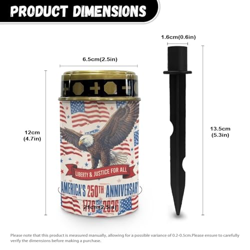 Image of Solar Memorial Light - Patriotic Flameless Candle with American Flag Bald Eagle Print, for Independence Day, Veterans Day, National Cemetery Decor
