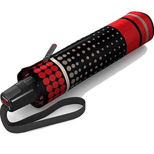 Knirps Regenschirm Fiber T2 Duomatic - Rain Dots Granat