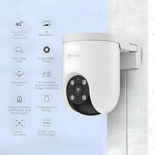 Image of EZVIZ H8C 2304 * 1296 (3MP) 1296p 4G Wireless Camera, 2K Resolution, Ai Powered Human Detection, Color in Night, Two Way Talk, Weatherproof Design, All Sim Support