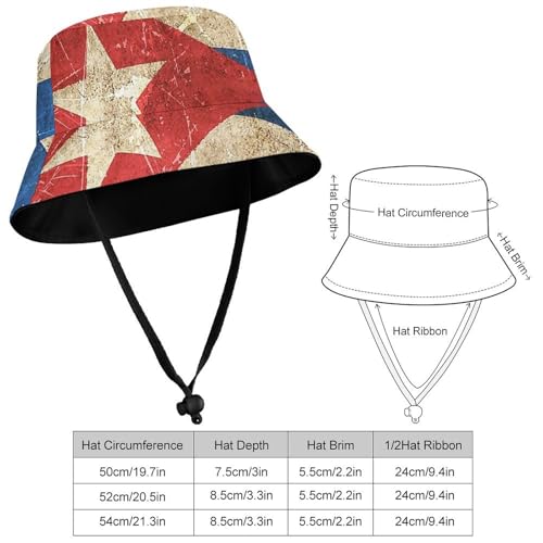 Vintage Aged and Scratched Cuban FlagChildren's Bucket Hat for Boys and Girls, Breathable Summer Beach Hat52cm2