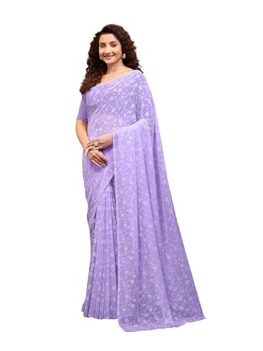 Image of Garden Vareli Viscose Brasso Floral Print Saree