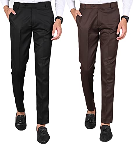 Image of Formal Pants for Men | Men's Slim fit Formal Pant Combo | Non Stretchable Trouser | Office wear Trousers