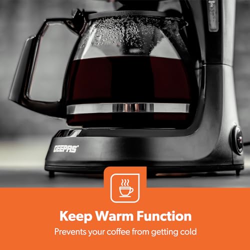 GEEPAS 750ml Filter Coffee Machine | Fast Brewing 600W Coffee Maker for Instant Coffee, Espresso, Macchiato & More | Keep Warm & Anti-Drip Function Reusable Nylon Filter, Black - Image 5
