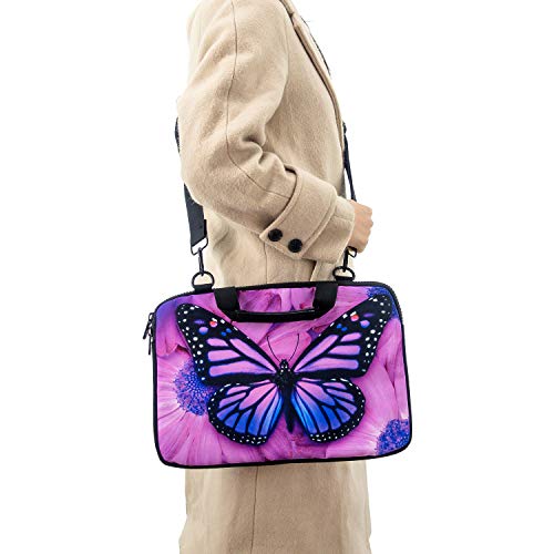 Icolor 43196-34319 Butterfly Canvas Laptop Carrying Shoulder Sleeve Carrying Case Protective Bag Briefcase thumb #6