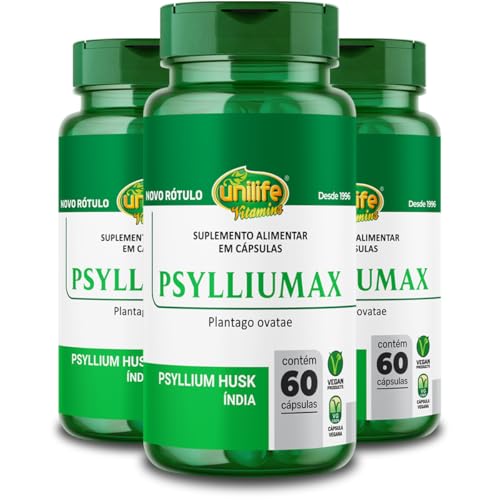 Kit 3 Psyllium Unilife Psylliumax 60 cápsulas