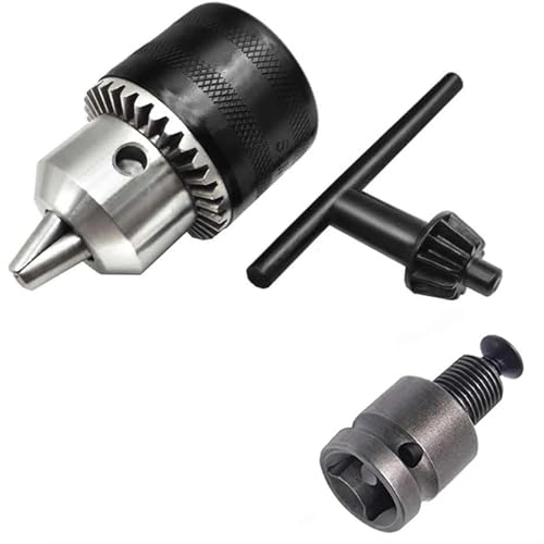 Image of 1.5-10mm Metal Drill Chuck,with Key,3/8-24UNF Thread,Key Type Light Duty,for Bit Screwdriver Tap&Sockets(Chuck and Adapter)