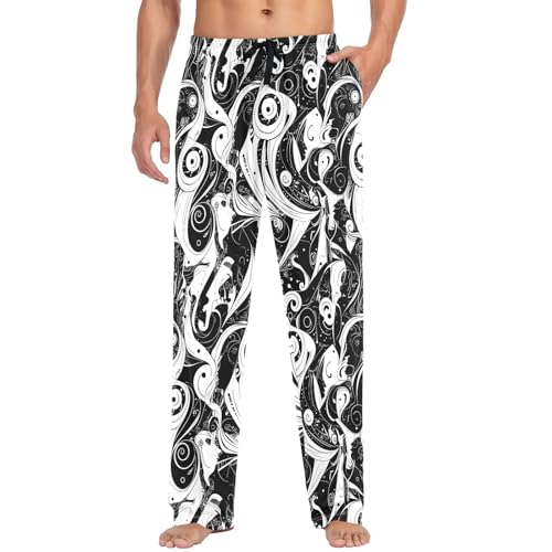 visesunny Mens Cotton Pajama Pants PJ Bottoms Grotesque Eye Black Lightweight Soft Lounge Sleepwear with Pockets