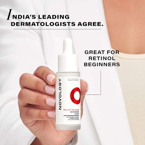 Image of Novology Pro-Lift Cellular Restoration Anti-Ageing Serum with 5.3% Pro Retinol + Adenosine Triphosphate + Peptides| For Firmer Skin, Reduces Fine Lines & Wrinkles| 28 ML