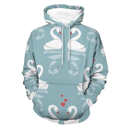 Pull à capuche manches longues contre le froid : optez pour le Hoodie Cygne Blanc unisexe taille S