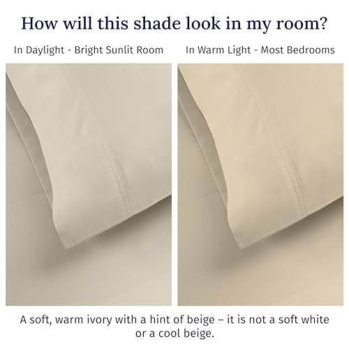 California Design Den Split King Sheet Set - 100% Cotton, 600 Thread Count Sateen, Breathable Luxury King Size Sheets for Adjustable Bed, Luxury Soft Hotel Quality Sheets - Ivory (Creamy Beige Tone)