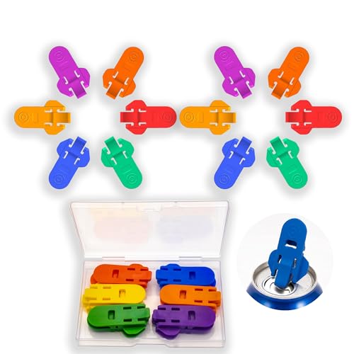 Easy-Grip Manual Soda Can Opener Tool & Reusable Pop Can Covers (12-Pack) - Long Nails-Friendly Design, Beverage Protector for Soda, Beer, Pop with Storage Box