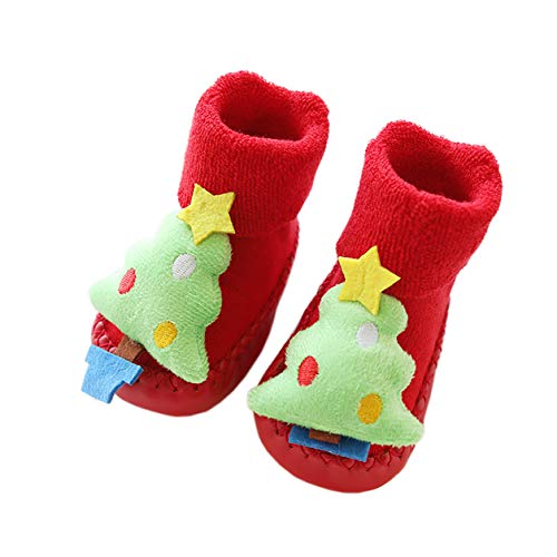 AMEIDD Calcetines de Navidad para bebé Calcetines cálidos antideslizantes para el suelo Zapatilla de invierno para bebé Regalo de Navidad por 0-18 meses (B, 13cm 12-18 meses)