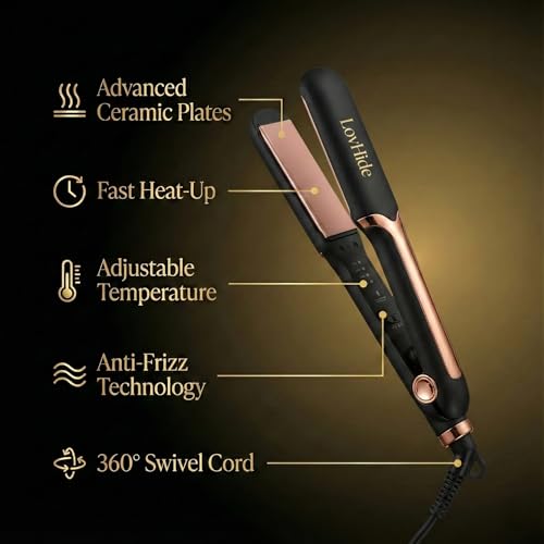 Image of Professional Hair Straightener for Women | Ceramic Tourmaline Plates | Fast Heating | High Temperature | Suitable for All Hair Types