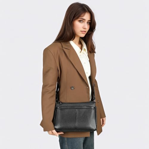 NIUCUNZH Womens Crossbody Purses Genuine Leather Ladies Shoulder Bags Zipper Multi Pockets Handbags4