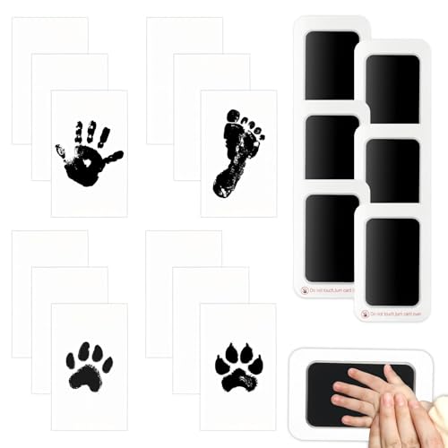 CIOXSOIO 6Pcs Fußabdruck Baby, Pfotenabdruck Set Hund, Baby Abdruckset Handabdruck set, Pfotenabdruck Set Katze kommt nicht mit Farbe in Berührung für Baby Geschenk Geschenke zur Geburt