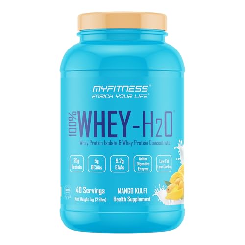 Image of Myfitness Protein Powder 1kg Mango Kulfi 40 Servings | 100% Whey H2O | 80% Protein Per Serving | Isolate & Concentrate Blend | Added Digestive Enzymes | Whey Protein Powder