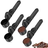CQDAXUMY Coffee Scoop with Funnel, 2 Tablespoon (1oz) Capacity Refillable Coffee Pods with Funnel, Reusable No-Spill Measuring Tool for Ground Coffee, Protein Powder & Tea (Black)