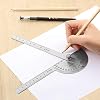 Angle Protractor Angle Finder Ruler Two Arm Stainless Steel Protractor Woodworking Ruler Measure Tool with 0-180 Degrees(10 cm/ 3.94 Inch)