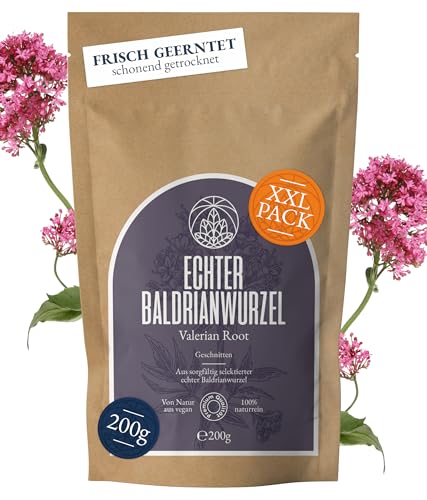 Té de raíz de valeriana Monte Nativo (200g) - Té de valeriana secado suavemente, aromático y sabroso - 100% puro y natural - Sin aditivos (Valeriana officinalis)