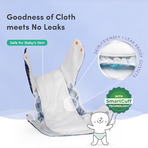 Image of Mylo Leak-Proof Baby Cloth Diaper Combo (1 Diapers + 1 Inserts) | Free Size (3M-3Y) | High Absorption | Quick Dry | Oeko-Tex Certified | Washable - Twinkle Twinkle