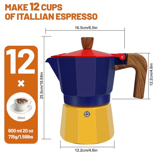 Image of 12 Cup Aluminum Espresso Stovetop Moka Pot Express Coffee Maker Percolator Italian Classic Mocha Coffee Machine for Italian and Cuban Cafe Brewing for Home & Camping 600ml 20oz