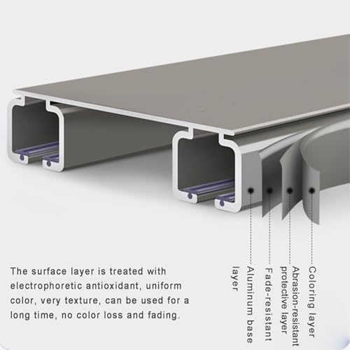 Double Row Ceiling Curtain Track System, Heavy-Duty Ceiling Mounted Rails for Room Dividers, Ideal for Living Room & Bedroom, 180cm (5.9ft) - White & Champagne Options