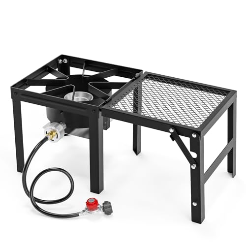 Bonnlo Single Burner Propane Stove Foldable Side Shelf,