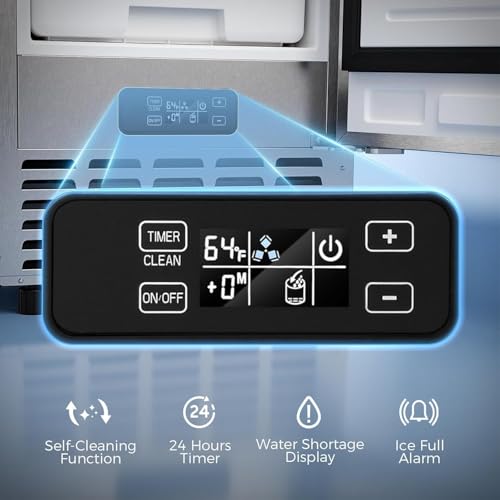 Image of Kismile Under Counter Nugget Ice Maker, Pebble Ice Machine 80 lbs /Day, 24H Timer, Self-Cleaning, Double Ice Baskets, Built-in Ice Maker for Home & Office (Grey)