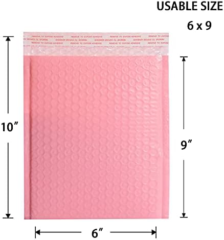 50Pcs Bubble Mailers, A5 15.2cm x 22.9cm (6x9 Inch) Padded Envelopes Self Sealing Bubble Mailers Bubble Lined Wrap Polymailer Bags, for Packaging Shipping Mailing (Pink)