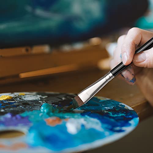 Magic Touches Artist Paint Brush Set (6 Sizes), Natural Sable Angle Tip, Best Absorption Smoothest Flow For Watercolor Oil Acrylic Gouache, Painting Art Supplies For Beginners To Professionals #TOP4