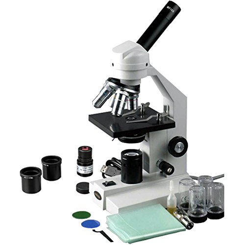 AmScope 40X-2500X Advanced Biology Science Student Compound Microscope + USB Digital Camera