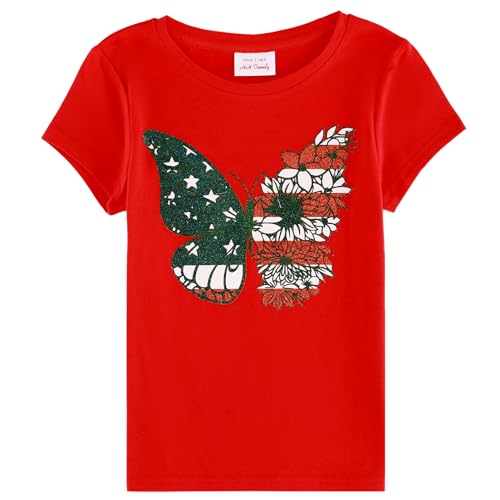 Image of 4th of July Shirts for Girls Patriotic American Flag Kids Clothing