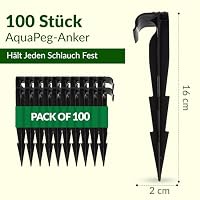 GARDENIX 100 Stück AquaPEG Gartenschlauch Anker Boden Erdspiess Befestigungsanker für Tropfschlauch Perlschlauch Steckgabel – Ansicht 2