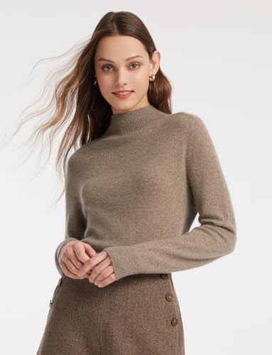 100% Pure Cashmere Womens Sweater Long Sleeve Mock Neck Soft and Lightweight Warm Sweater Top2