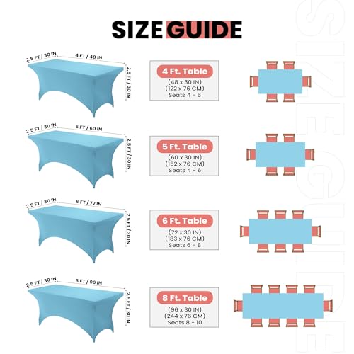 Image of Utopia Kitchen Spandex Tablecloth 1 Pack [6FT, Blue Mist] Tight, Fitted, Washable and Wrinkle Resistant Stretch Rectangular Patio Table Cover for Event, Wedding, Banquet & Parties [72Lx30Wx30H Inch]