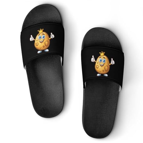 Naughty Potatoes King Non Slip Slides Sandals for Women Men Quick Drying Shower Shoes for Bathroom Pool Beach