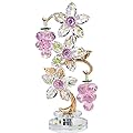 H&D HYALINE & DORA Crystal Pink Grape Decor with Rotating Base Collectible Figurines Ornaments Display for Home Table Centerpiece