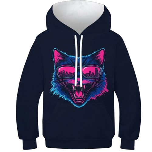 Sweat à capuche chat sauvage 3D ado résistant et chaud